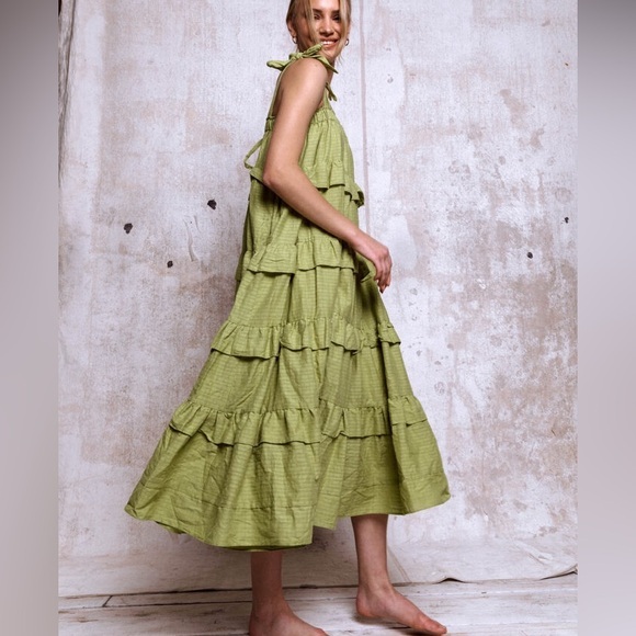 Green Tiered maxi Dress - Picture 1 of 15